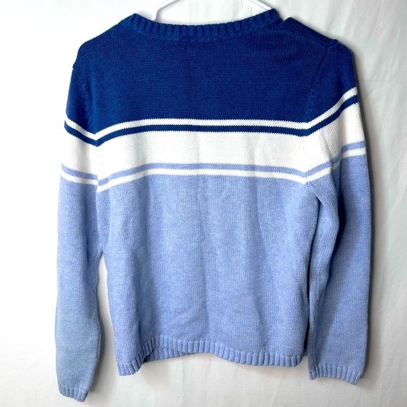 Christopher & Banks Men’s Sweater Blue Off- White Striped Long Sleeve Size S - Picture 4 of 10